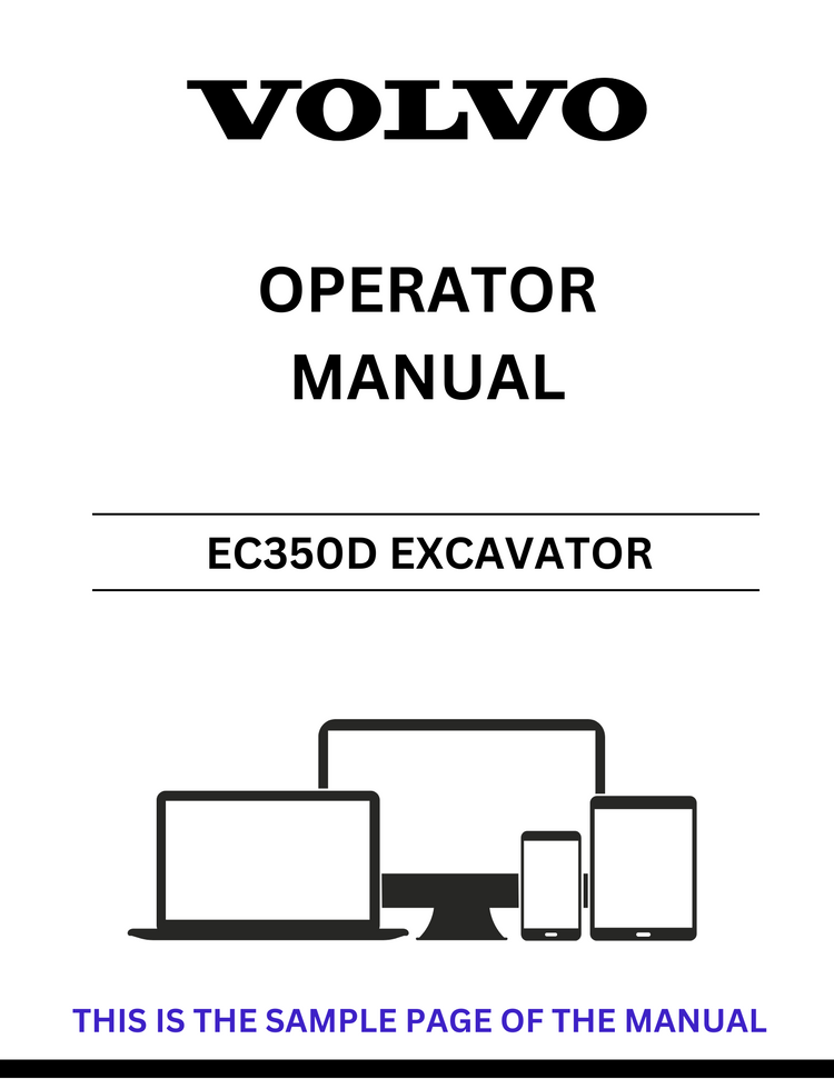 VOLVO EC350D EXCAVATOR OPERATOR MANUAL - PDF FILE