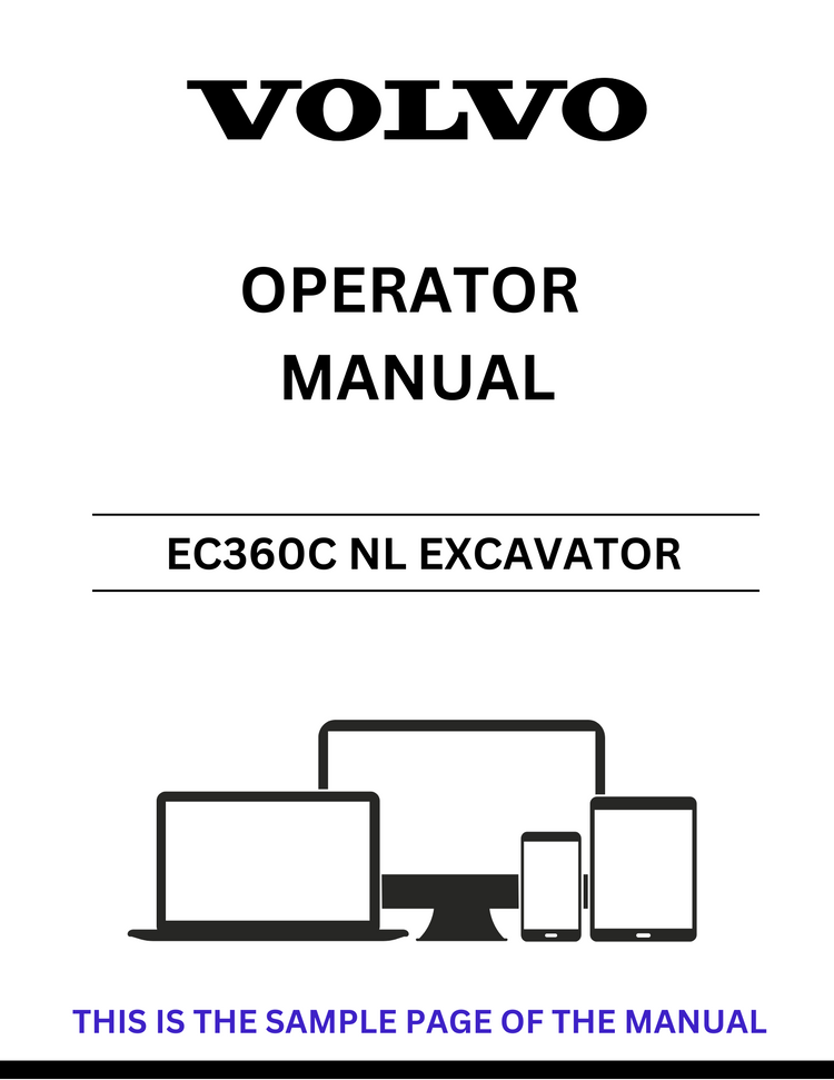 VOLVO EC360C NL EXCAVATOR OPERATOR MANUAL - PDF FILE
