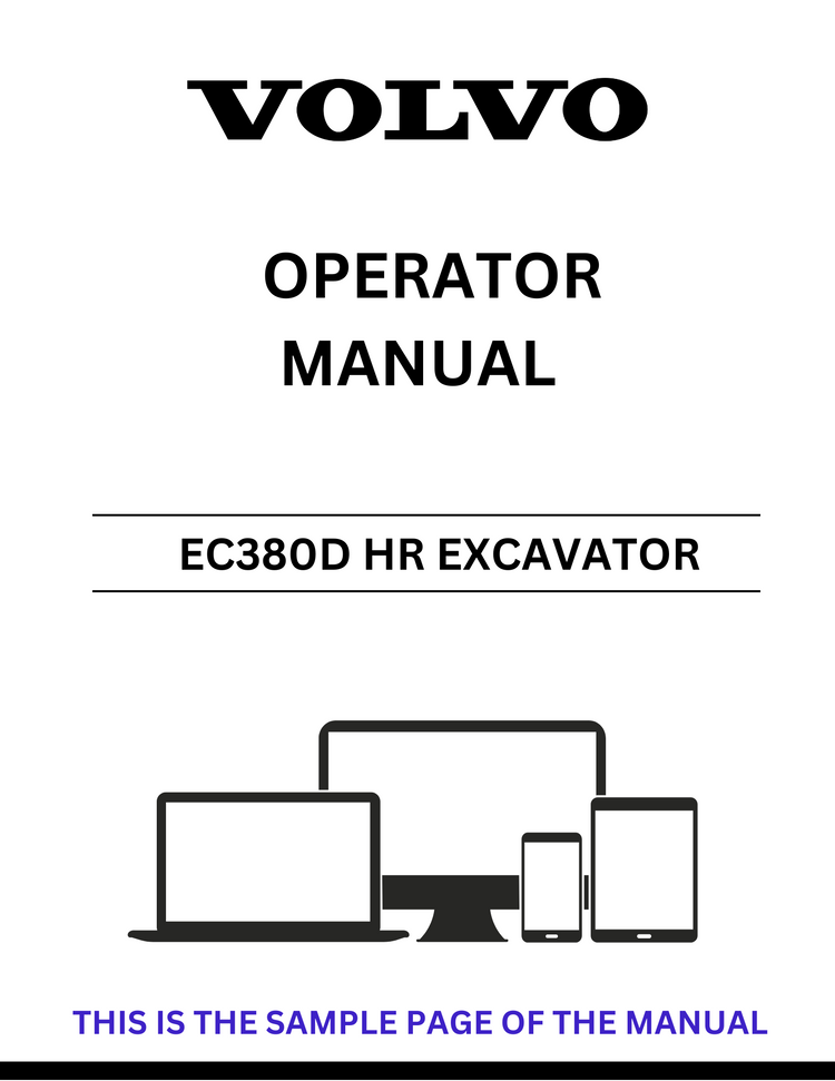 VOLVO EC380D HR EXCAVATOR OPERATOR MANUAL - PDF FILE
