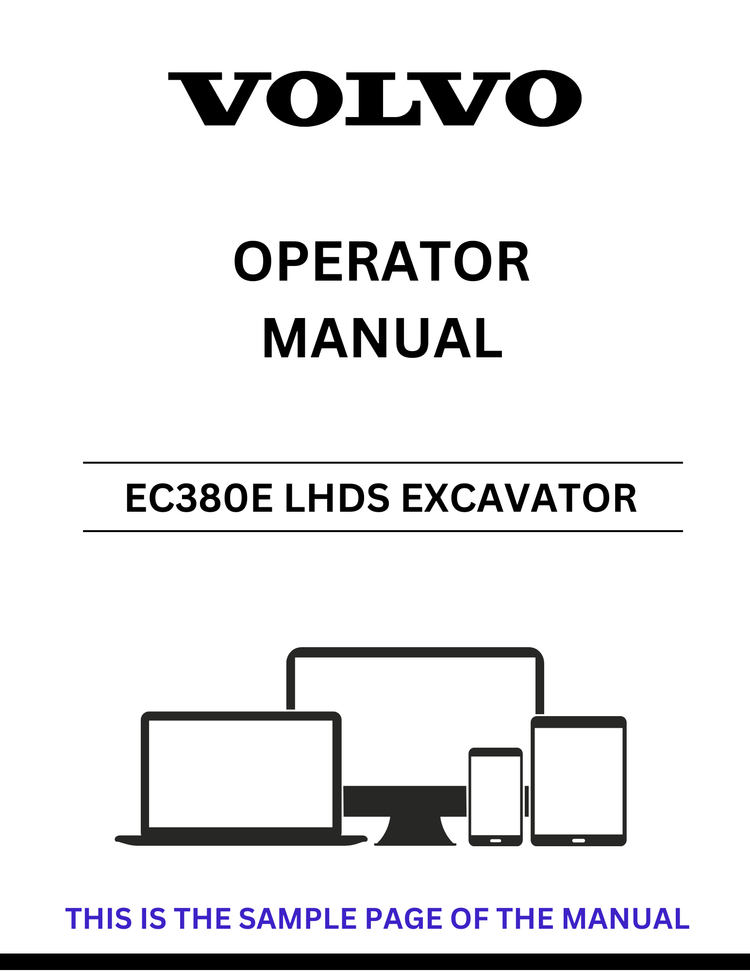 VOLVO EC380E LHDS EXCAVATOR OPERATOR MANUAL - PDF FILE