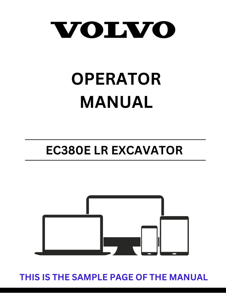 VOLVO EC380E LR EXCAVATOR OPERATOR MANUAL - PDF FILE