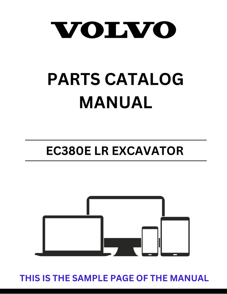 VOLVO EC380E LR EXCAVATOR PARTS CATALOG MANUAL SN 314000,314001 - PDF FILE