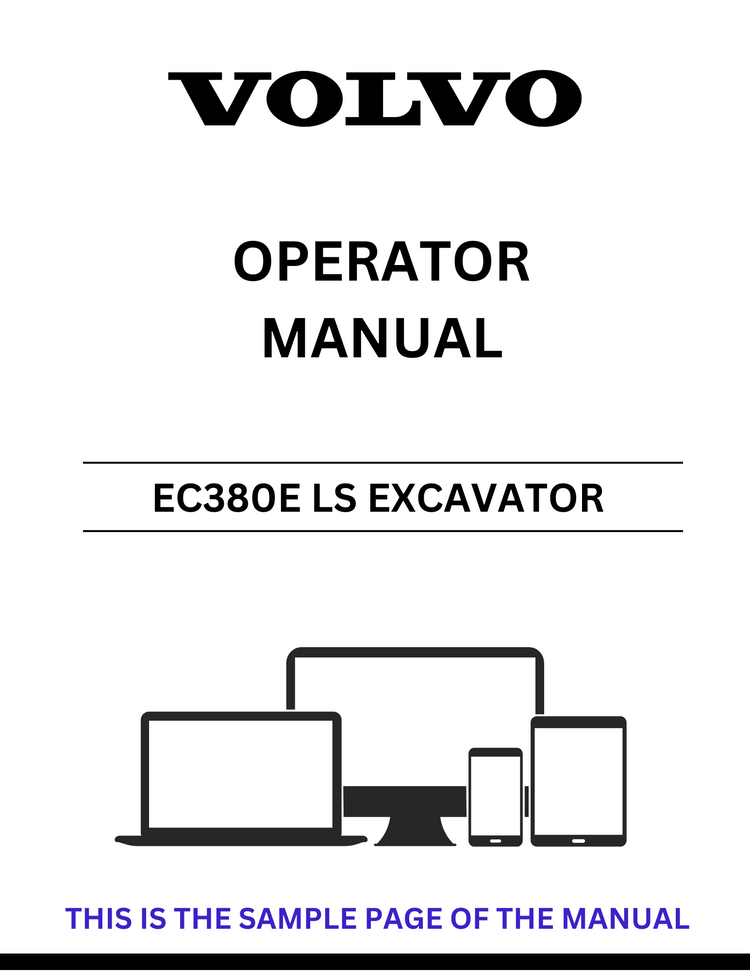 VOLVO EC380E LS EXCAVATOR OPERATOR MANUAL - PDF FILE