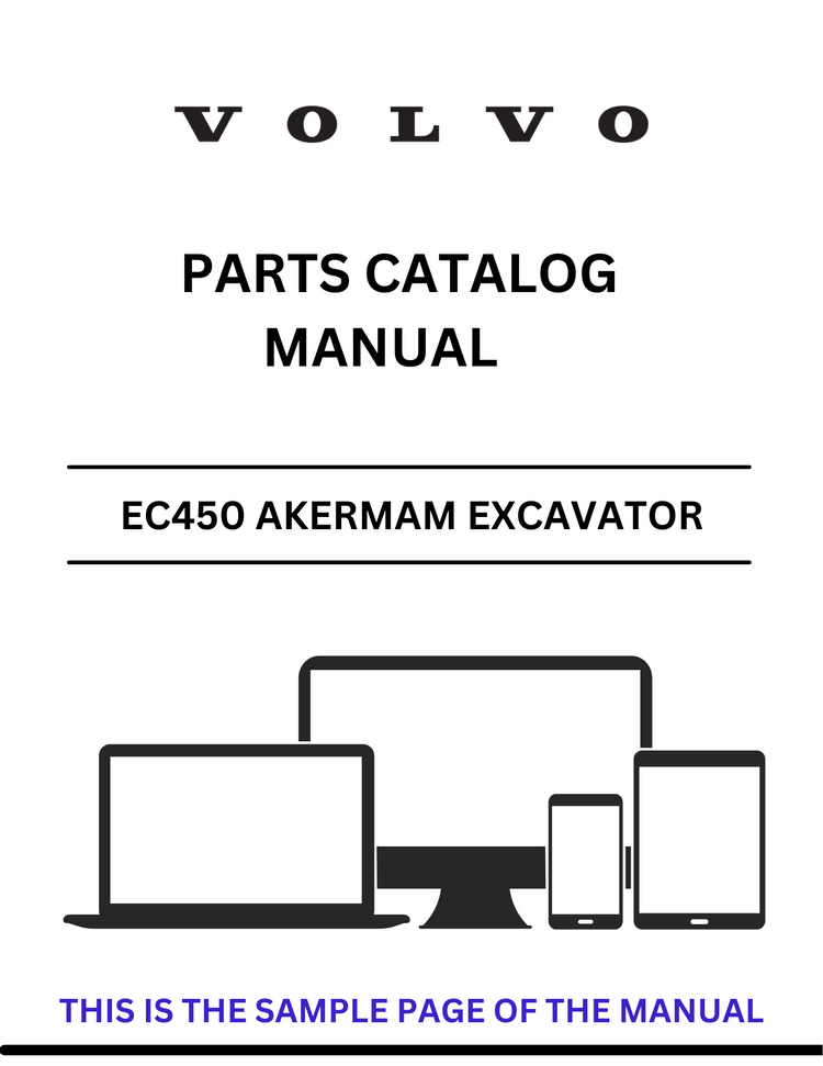 VOLVO EC450 AKERMAM EXCAVATOR PARTS CATALOG MANUAL SN 1601-1781