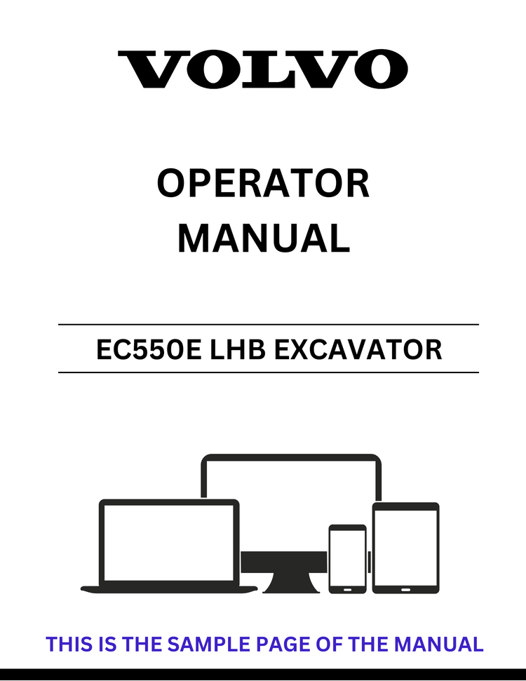 VOLVO EC550E LHB EXCAVATOR OPERATOR MANUAL - PDF FILE