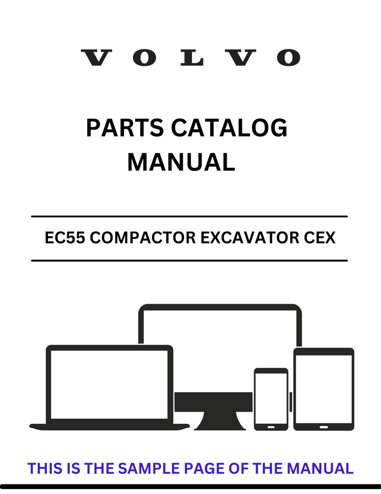 VOLVO EC55 COMPACTOR EXCAVATOR CEX PARTS CATALOG MANUAL SN 3001-5000 - PDF FILE