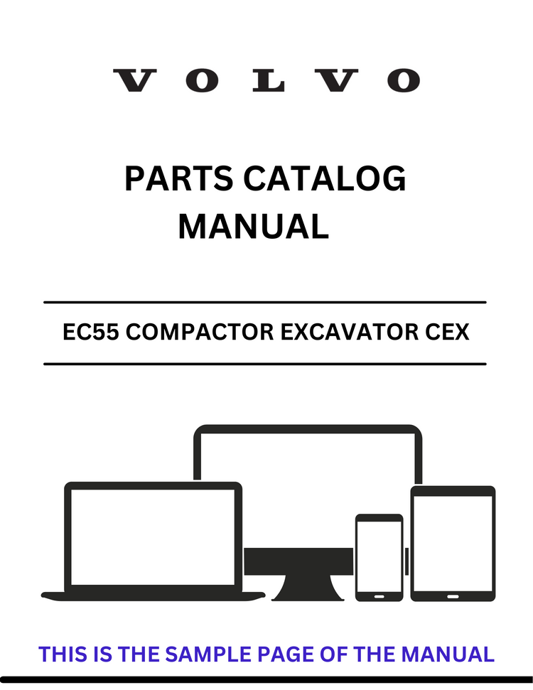 VOLVO EC55 COMPACTOR EXCAVATOR CEX PARTS CATALOG MANUAL SN 330003 - PDF FILE