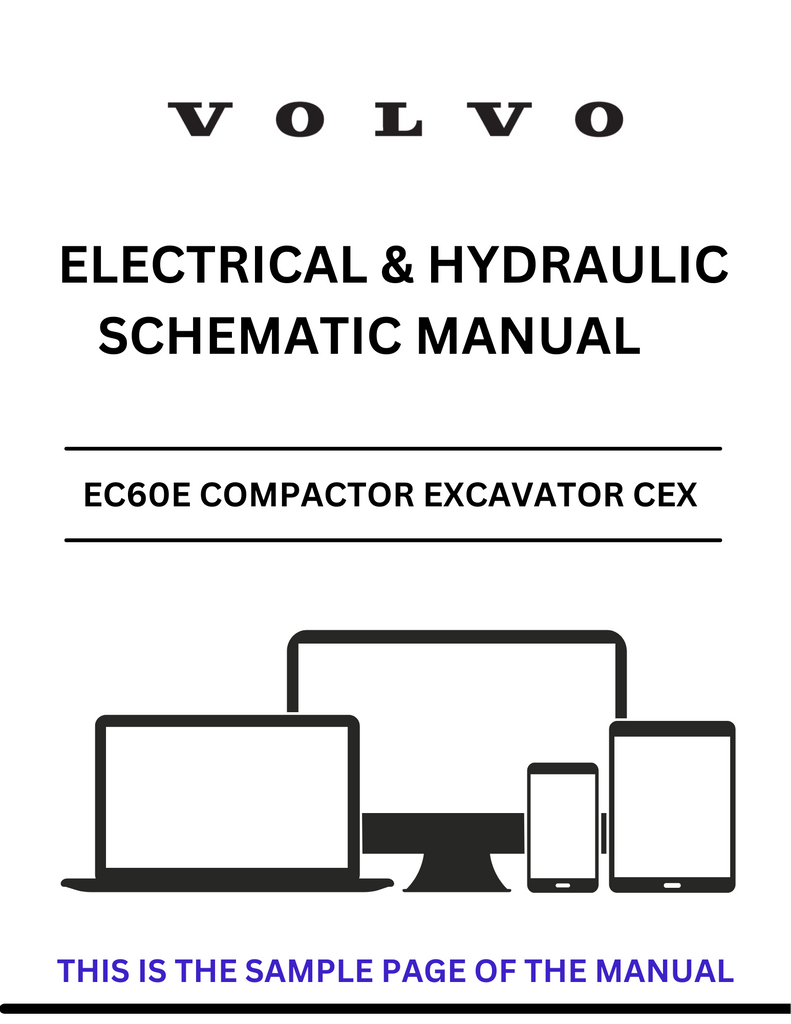 VOLVO EC60E COMPACTOR EXCAVATOR CEX ELECTRICAL AND HYDRAULIC SCHEMATIC MANUAL - PDF FILE