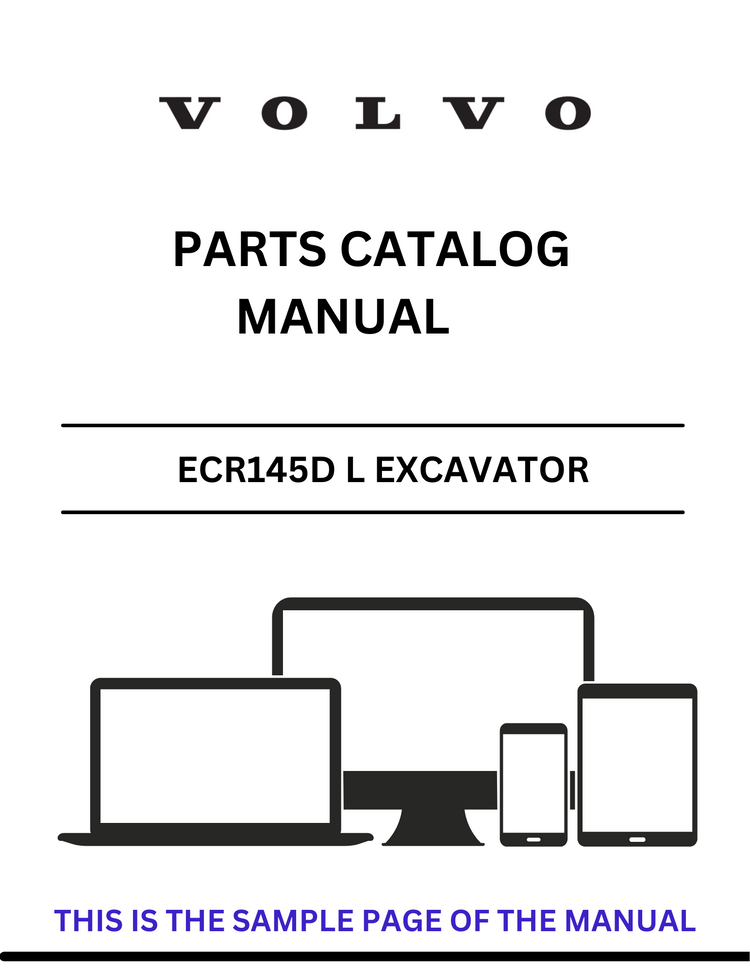 VOLVO ECR145D L EXCAVATOR PARTS CATALOG MANUAL SN 210001-210766 - PDF FILE