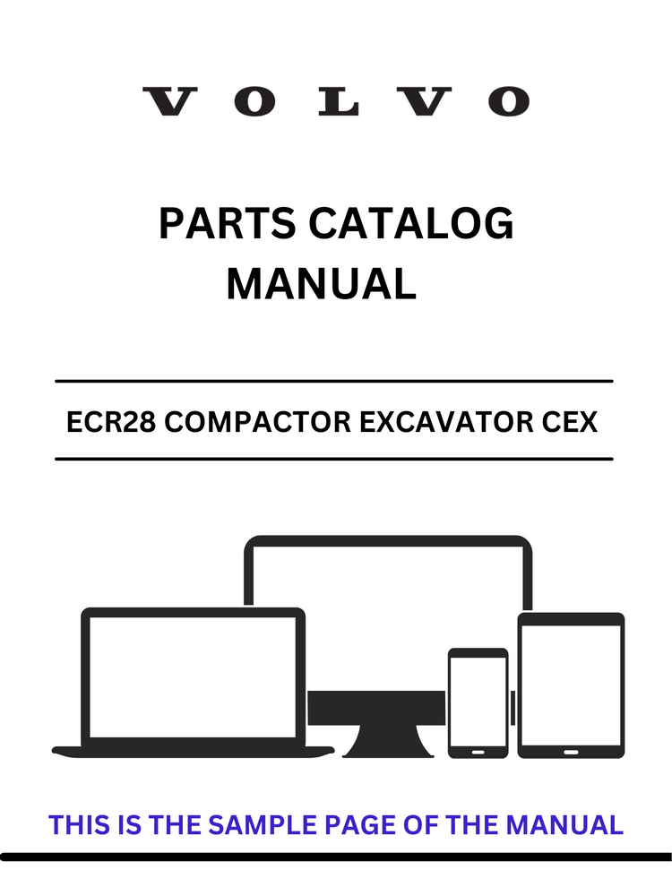 VOLVO ECR28 COMPACTOR EXCAVATOR CEX PARTS CATALOG MANUAL SN 60110151-60199999 - PDF FILE