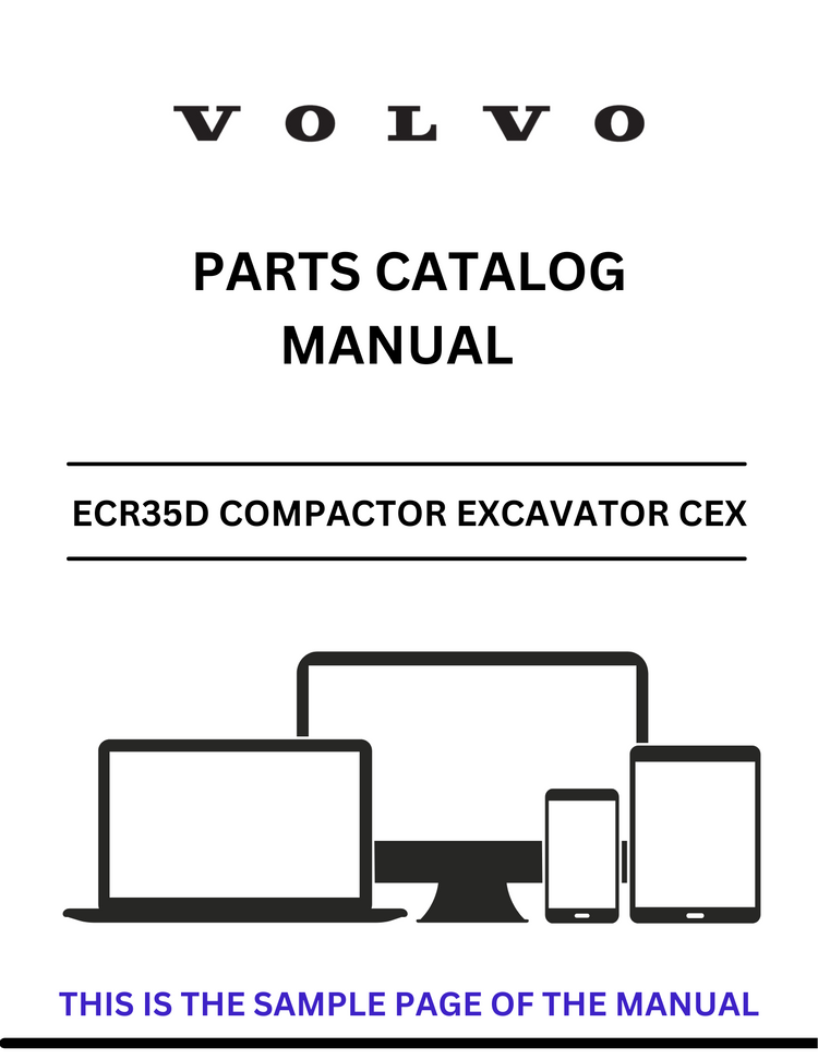 VOLVO ECR35D COMPACTOR EXCAVATOR CEX PARTS CATALOG MANUAL SN 33505-43501 - PDF FILE