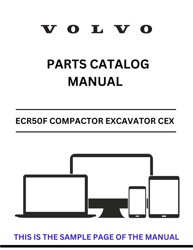 VOLVO ECR50F COMPACTOR EXCAVATOR CEX PARTS CATALOG MANUAL SN 12001 - PDF FILE