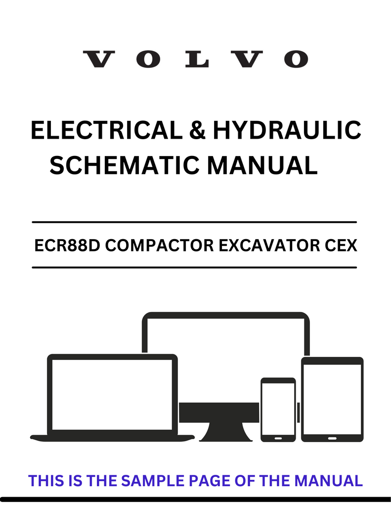 VOLVO ECR88D COMPACTOR EXCAVATOR CEX ELECTRICAL AND HYDRAULIC SCHEMATIC MANUAL - PDF FILE