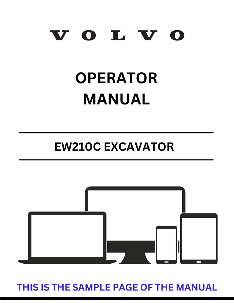 VOLVO EW210C EXCAVATOR OPERATOR MANUAL - PDF FILE