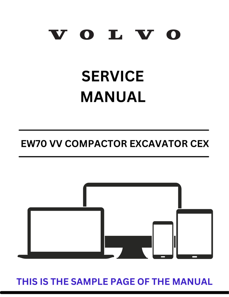 VOLVO EW70 VV COMPACTOR EXCAVATOR CEX SERVICE MANUAL - PDF FILE