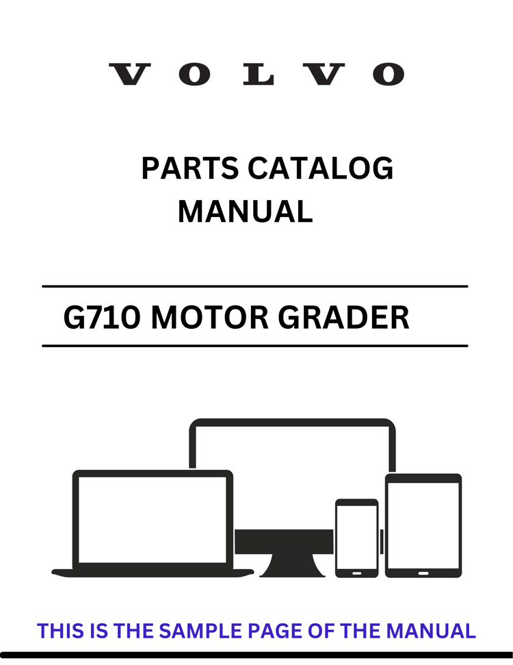 VOLVO G710 MOTOR GRADER (GRD) PARTS CATALOG MANUAL (PDF FILE)