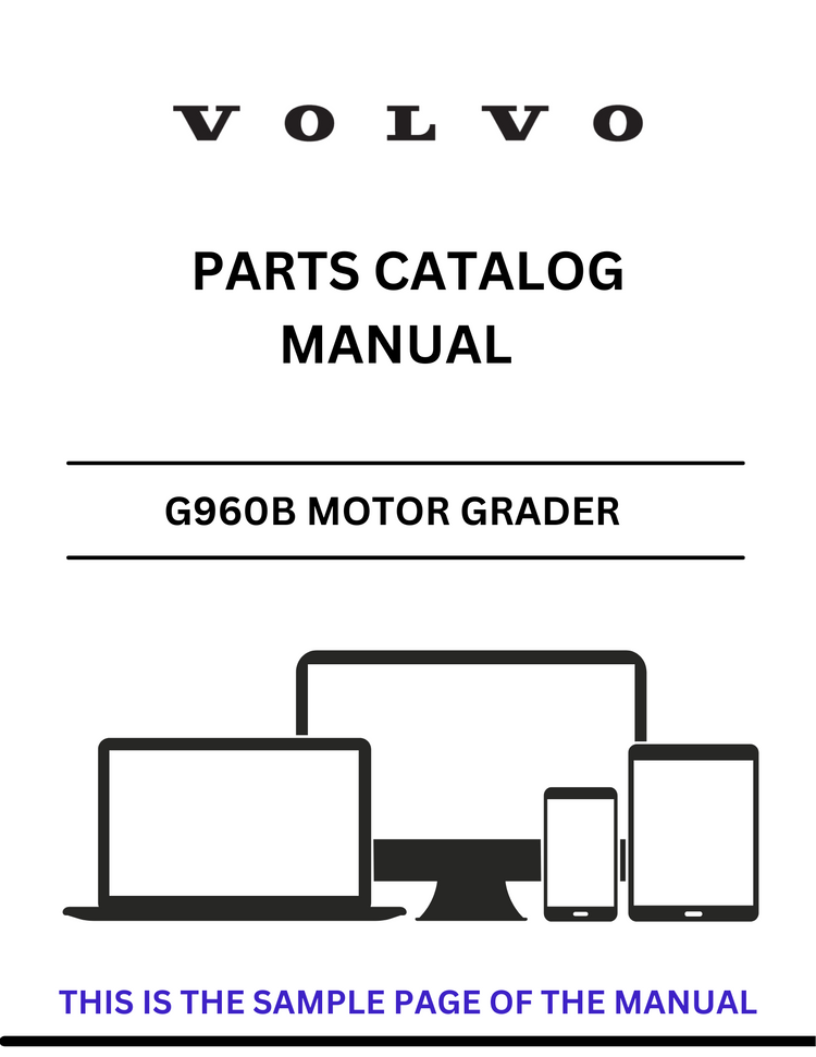 VOLVO G960B MOTOR GRADER PARTS CATALOG MANUAL SN 575001 - PDF FILE