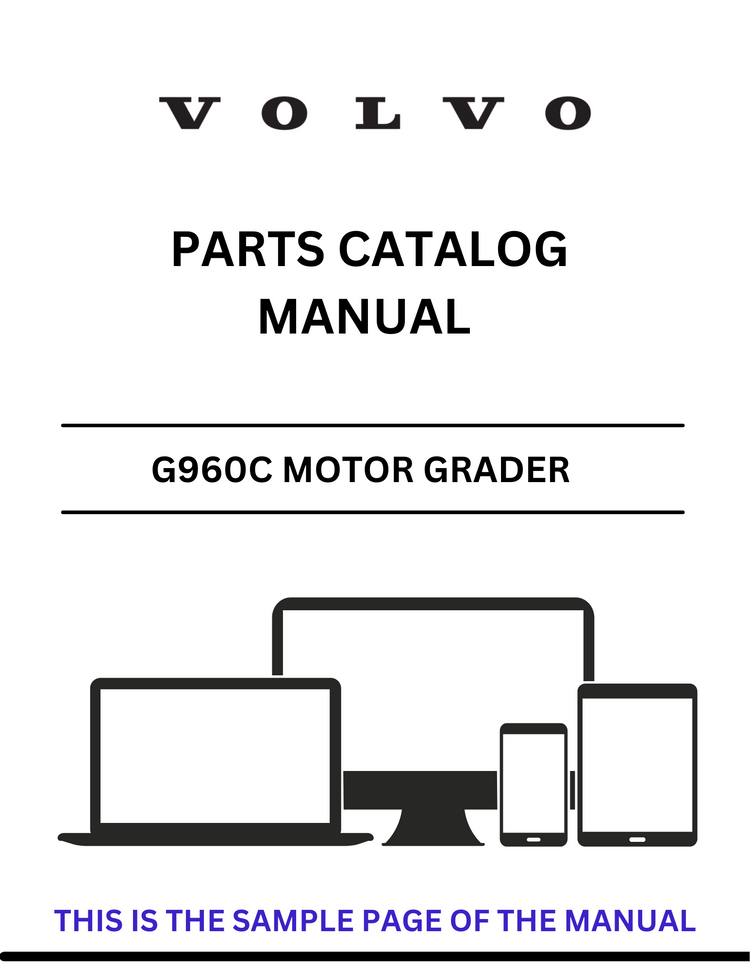 VOLVO G960C MOTOR GRADER PARTS CATALOG MANUAL SN 584002-5840028 - PDF FILE