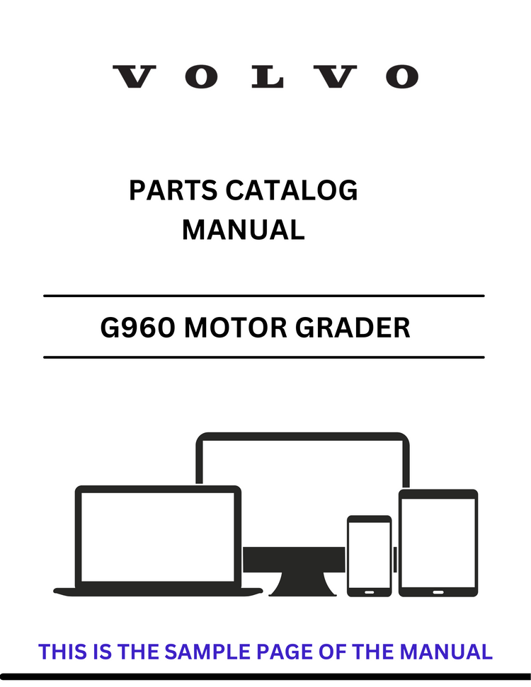VOLVO G960 MOTOR GRADER (GRD) PARTS CATALOG MANUAL (PDF FILE)