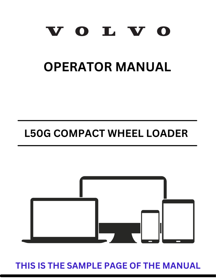 VOLVO L50G COMPACT WHEEL LOADER (CWL) OPERATOR MANUAL (PDF FILE)