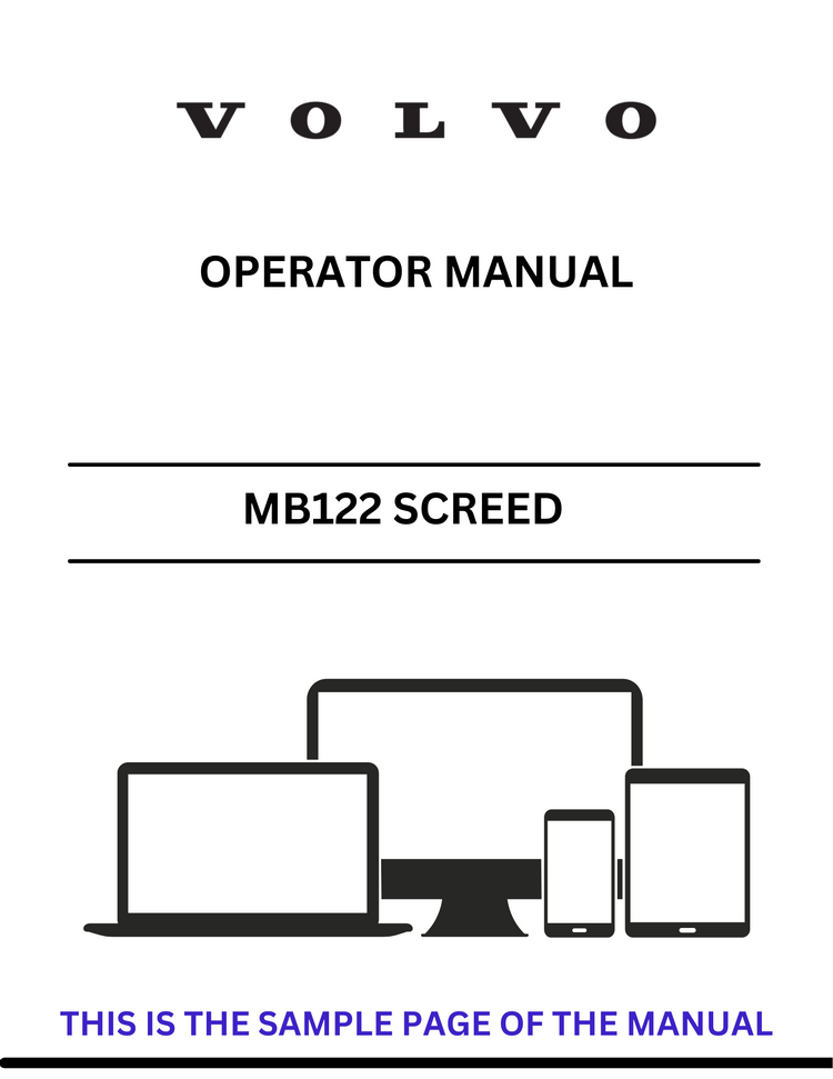 VOLVO MB122 GST SCREED (SCR) OPERATOR MANUAL (PDF FILE)