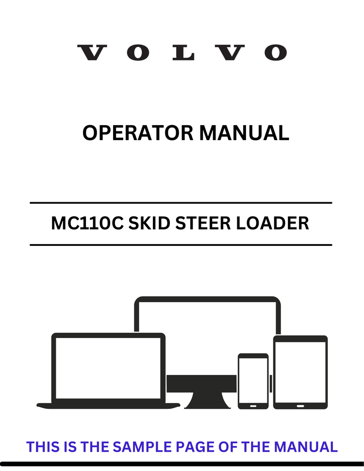 VOLVO MC110C SKID STEER LOADER (SSL) OPERATOR MANUAL (PDF FILE)