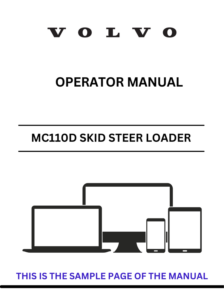 VOLVO MC110D SKID STEER LOADER (SSL) OPERATOR MANUAL (PDF FILE)