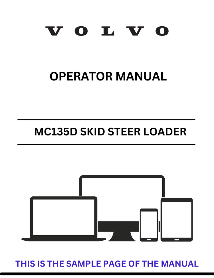 VOLVO MC135D SKID STEER LOADER (SSL) OPERATOR MANUAL (PDF FILE)