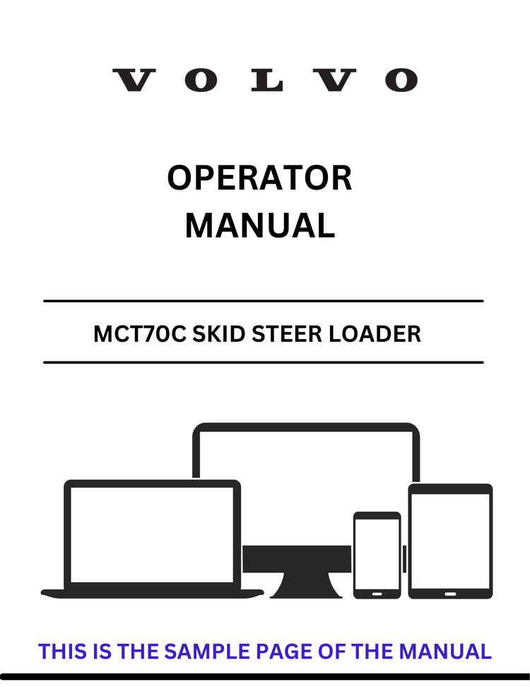 VOLVO MCT70C SKID STEER LOADER OPERATOR MANUAL - PDF FILE