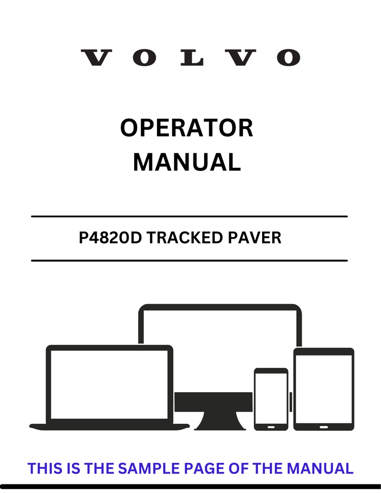 VOLVO P4820D TRACKED PAVER OPERATOR MANUAL SN 12783828
