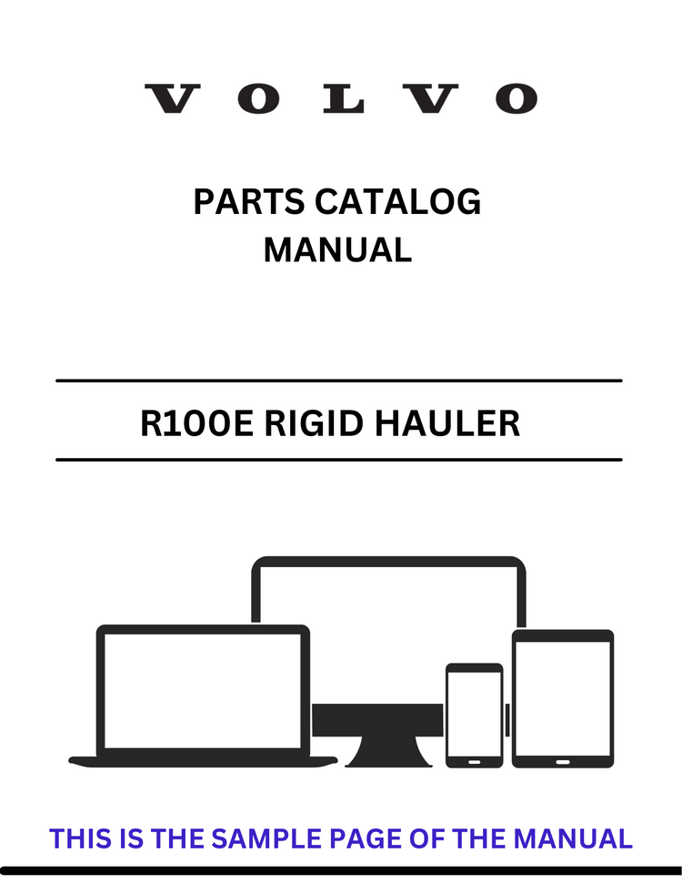 VOLVO R100E RIGID HAULER (RHA) PARTS CATALOG MANUAL (PDF FILE)