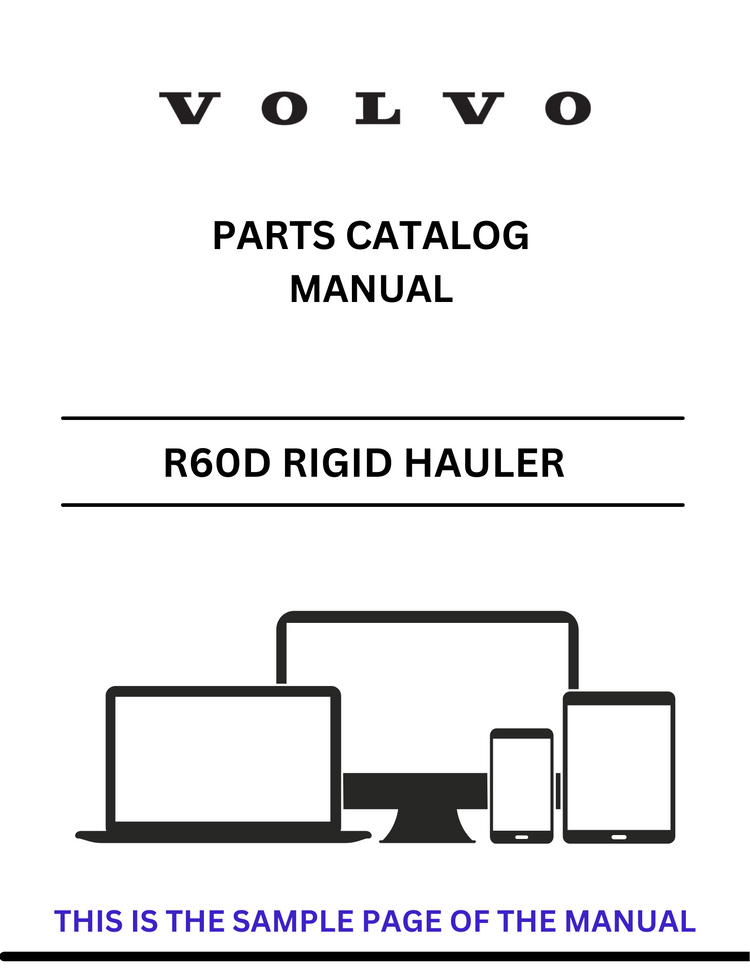 VOLVO R60D RIGID HAULER (RHA) PARTS CATALOG MANUAL (PDF FILE)
