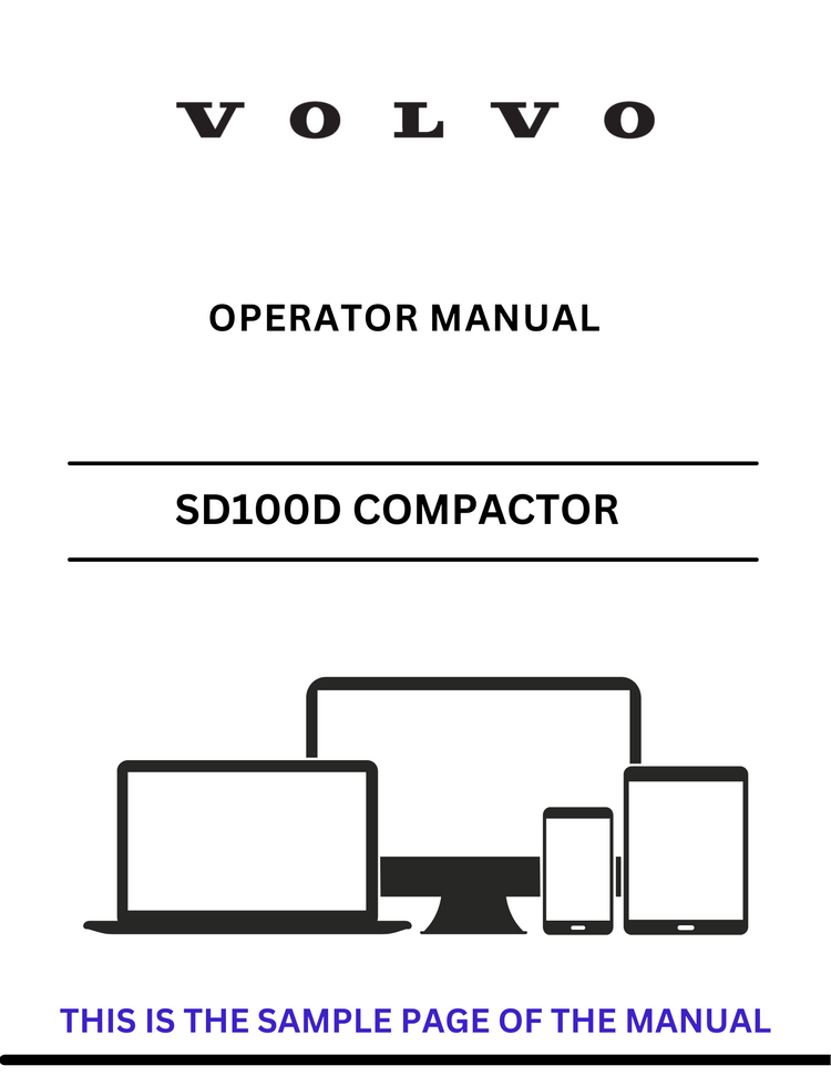 VOLVO SD100D SD 100 COMPACTOR (COS) OPERATOR MANUAL (PDF FILE)