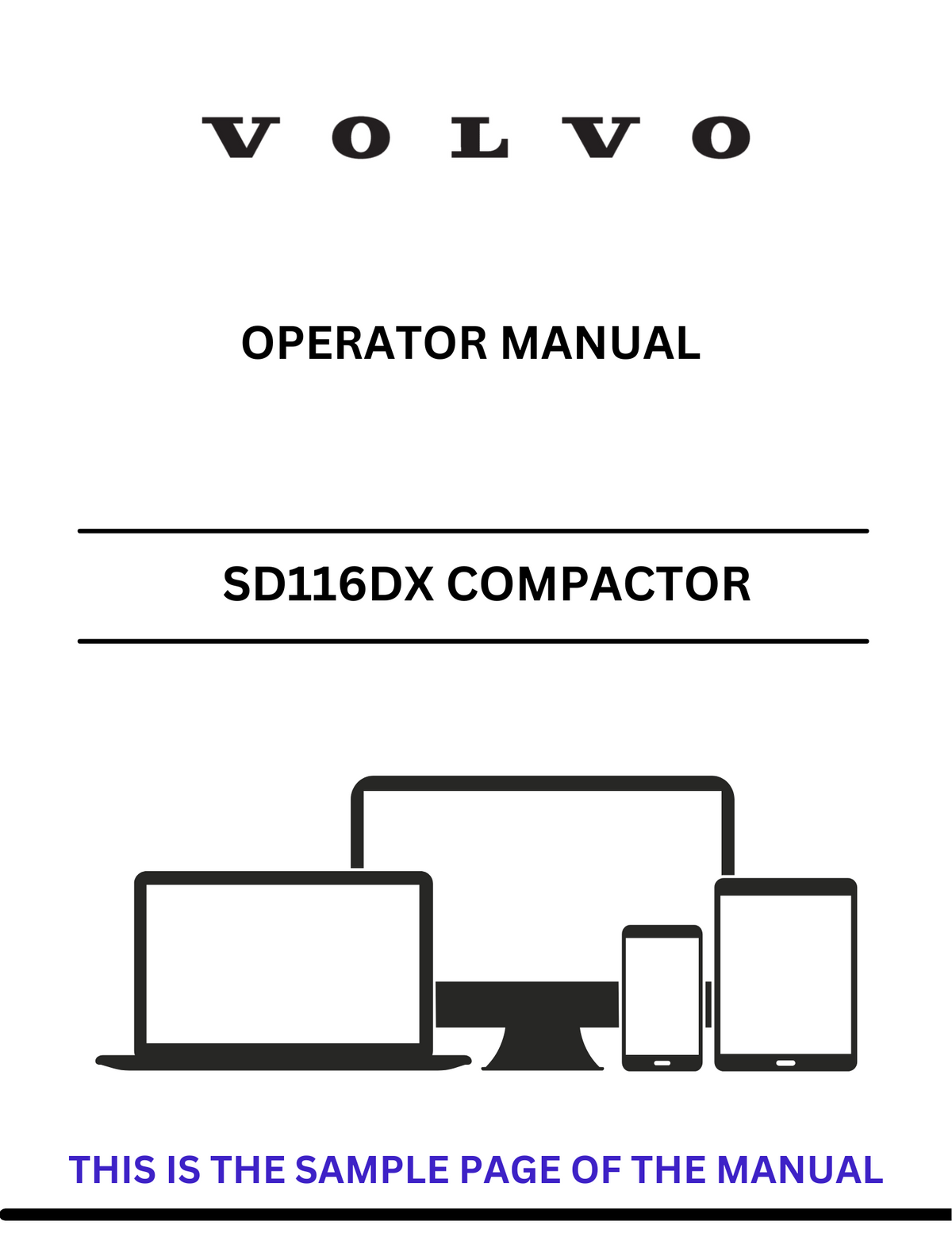 VOLVO SD116DX SD 100 COMPACTOR (COS) OPERATOR MANUAL (PDF FILE)