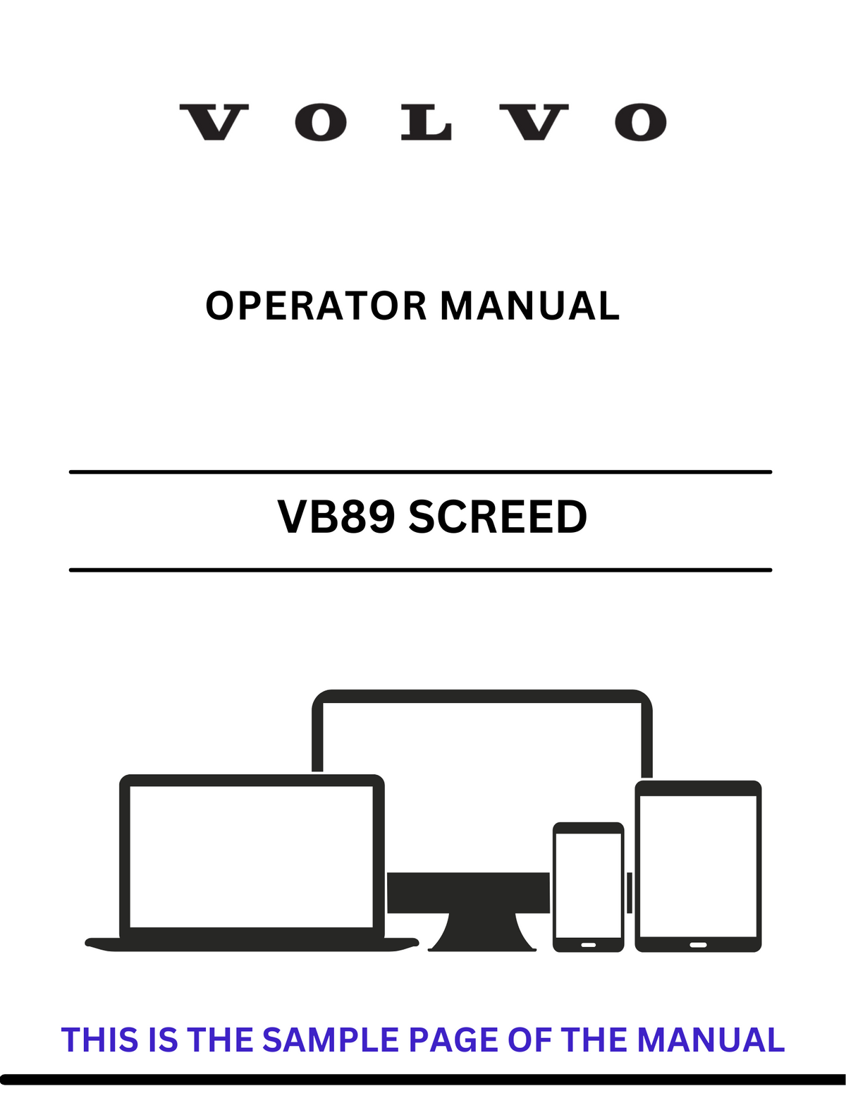 VOLVO VB89 ETC SCREED (SCR) OPERATOR MANUAL (PDF FILE)