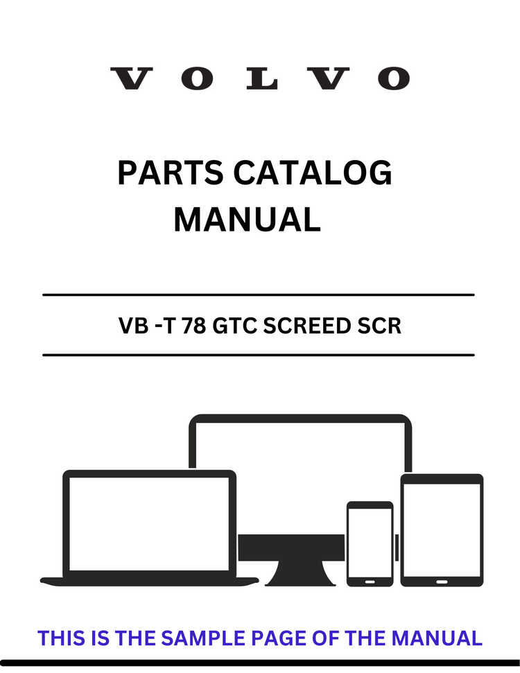 VOLVO VB -T 78 GTC SCREED SCR PARTS CATALOG MANUAL SN 2,5-8,0M ABG6820 - PDF FILE