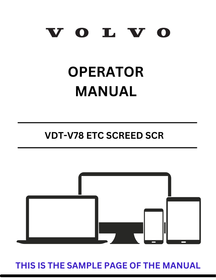 VOLVO VDT-V78 ETC SCREED SCR OPERATOR MANUAL - PDF FILE