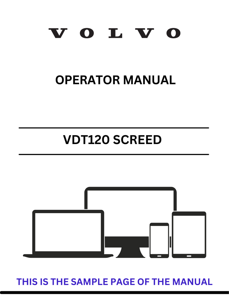 VOLVO VDT120 GST SCREED (SCR) OPERATOR MANUAL (PDF FILE)