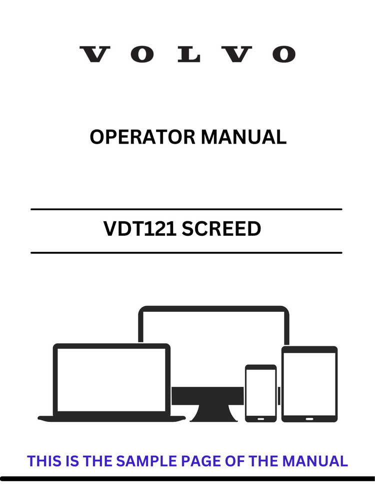 VOLVO VDT121 GST SCREED (SCR) OPERATOR MANUAL (PDF FILE)
