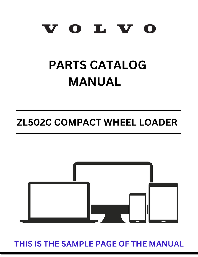 VOLVO ZL502C COMPACT WHEEL LOADER (CWL) PARTS CATALOG MANUAL (PDF FILE)