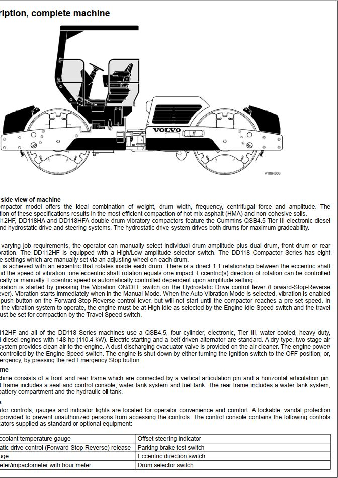 Volvo Drum Compactor DD138HFA Service Repair Manual PDF