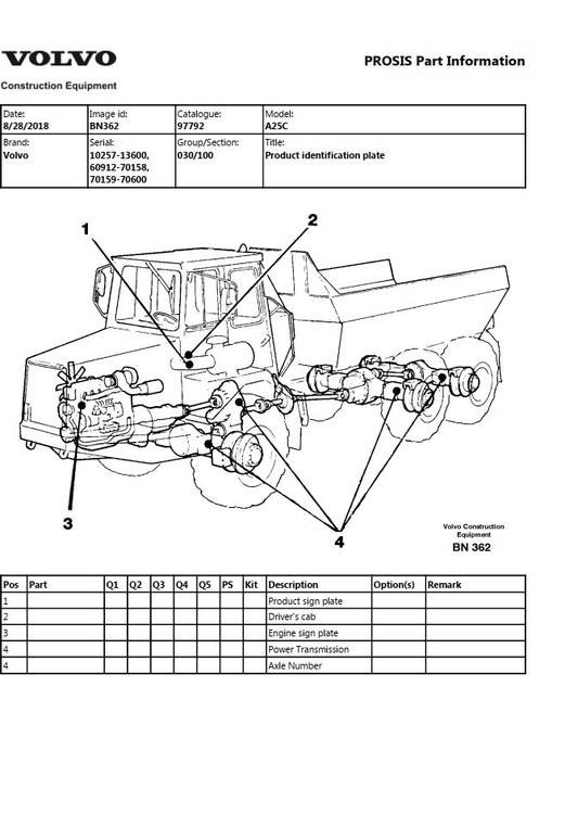 Volvo Dump Truck A25C Parts