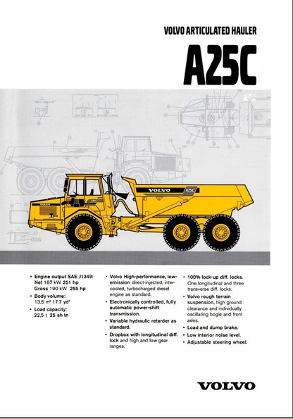 Volvo Dump Truck A25C Service Repair Manual PDF