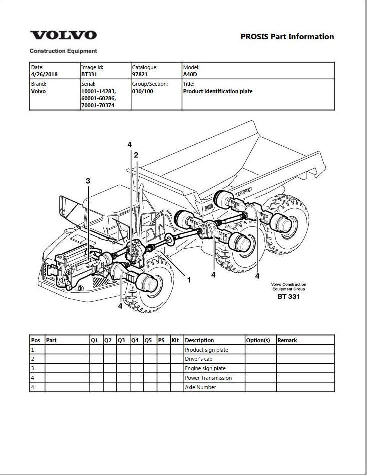 Volvo Dump Truck A40D Parts
