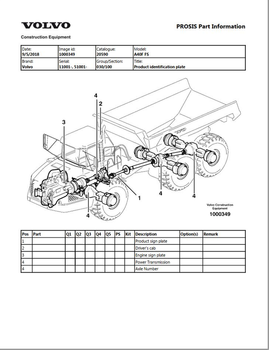 Volvo Dump Truck A40F FS Parts