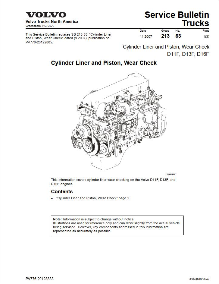 Volvo Engine D11 Service