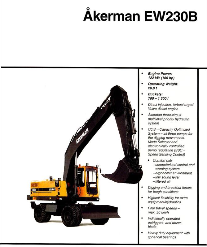Volvo Excavator Akerman EW230B Service and Repair Manual PDF