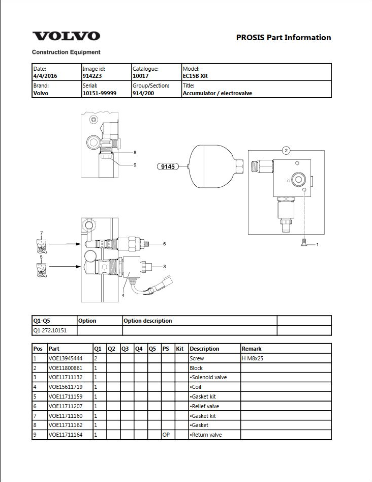 Volvo Excavator EC15B XR Parts