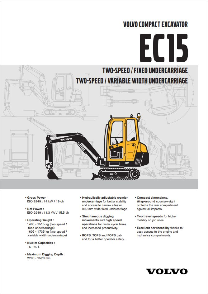 Volvo Excavator EC15 XTV Parts and Service Repair Manual PDF