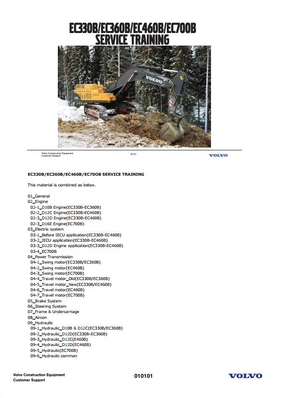 Volvo Excavator EC330B-700B Service Training